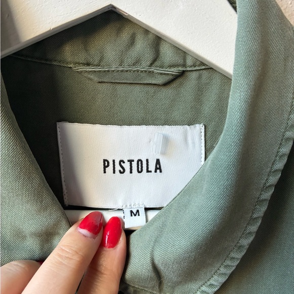 EUC PISTOLA Reid Relaxed Button Down Top in Olive (Size:M) - Picture 5 of 10